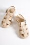 Capone Gladiator Strappy Wedge Heeled Beige Women's Flatform Sandals