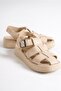 Capone Gladiator Strappy Wedge Heeled Beige Women's Flatform Sandals - 4