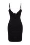 Black Cotton Lace Lacing Detail Rope Strap Ribbed Knitted Nightgown Thmss23Gc00014 - 6