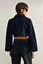 Lacivert Fitted Crop Dokuma Ceket TWOAW24CE00123 - 8