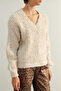 Limited Edition Ecru Soft Textured V-Neck Knitwear Sweater TWOAW24KZ01254 - 4