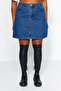 Mavi Yüksek Bel %100 Non-Stretch Pamuk A Shape Denim Etek TBBAW23AZ00042 - 10
