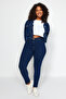 Koyu Mavi Yüksek Bel Esnek Büyük Beden Skinny Jeans TBBSS22JE0075 - 14