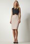 Women's Beige Slit Steel Knitted Skirt UB00162 - 2