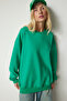 Women's Green Raised Oversize Sweatshirt MC00232 - 3