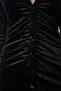 Women's Black Gathered Mini Velvet Dress UB00190 - 5
