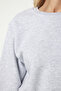 Woman's Grey Melange Raised Crop Sweatshirt UB00178 - 4