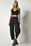 Women's Black Comfortable Woven Shalwar Trousers MS00014 - 4