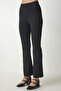 Women's Black Slim Striped Casual Trousers ub00138 - 5