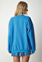 Women's Sky Blue Raised Oversize Sweatshirt MC00232 - 6