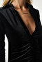 Women's Black Gathered Mini Velvet Dress UB00190 - 4
