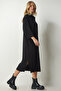 Women's Black Polo Neck Oversize Knitwear Dress YY00178 - 3