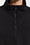 Black Relaxed Fit Crop Basic Zippered Stand Collar Thick Fleece Inside Knitted Sweatshirt TWOAW24SW00221 - 5