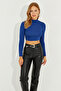 Women's Cobalt Blue Back Detailed Crop Blouse CG304 - 2