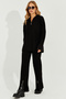 Women's Black Zippered Bottom Top Knitwear Pants Set KZ2486 - 6