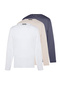Antrasit-Bej-Beyaz Slim/Dar Kesim 3'lü Paket %100 Uzun Kol T-Shirt TMNAW21TS0197 - 2