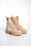 WOMEN'S NUDE PARACHUTE FABRIC DETAILED SIDE ZIPPER LACE-UP BOOTS POSTAL - 4