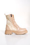 WOMEN'S NUDE PARACHUTE FABRIC DETAILED SIDE ZIPPER LACE-UP BOOTS POSTAL - 6