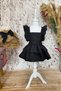 Black Girl's Dress with Ruffled Straps and Layers Bandana Set 1-10 Years Old Birthday Dress