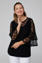 Plus Size Blouse with Lace and Flower Motif Detail - 5