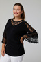 Plus Size Blouse with Lace and Flower Motif Detail