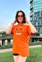 Garfield Printed Orange Oversize Unisex T-shirt - 3