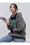Women's Anthracite Satisfactory Printed Oversize Hooded Sweatshirt