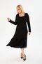PLUS SIZE BELOW KNEE SQUARE COLLAR LONG SLEEVE VISCOSE COMBED STYLISH DESIGN COMFORTABLE DRESS - 3