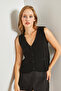 Women's Black Buttoned Patterned Knitwear Vest 40931003 - 5