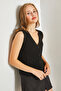 Women's Black Buttoned Patterned Knitwear Vest 40931003 - 2