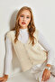 Women's Ecru Buttoned Patterned Knitwear Vest 40931003 - 5