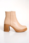 WOMEN'S NUDE ROUND TOE HEEL BOOTS - 6