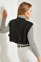 Women's Black Patterned Side-Tie Knitwear Vest 40931004 - 5