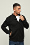 Black Quilted Zipper Cardigan - 3