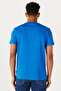 Men's Cobalt Blue Standard Fit Regular Cut Crew Neck 100% Cotton Logo T-Shirt - 5