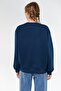 Women's Blue Logo Printed Navy Blue Sweatshirt 1611656-82454 - 4