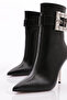 Women's Side Buckle Heeled Boots Black Snake 91133557 - 4
