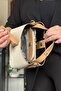 Jp Embossed Printed - Lock Detailed S5 Medium Size Women's Shoulder Bag 4 Compartments Cream Combination - 4