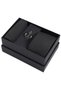 Black Slim Tie Handkerchief & Silver Color Anchor Brooch Men's Gift Set