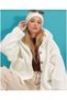 Women's Plush Buttoned White Color Cardigan Jacket