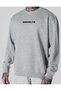 Gray Brooklyn Printed Oversize Crew Neck Sweatshirt with Fleece Inside