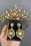Honey Color Subra Bridal Henna Tiara and Earring for the Most Beautiful Brides – Crown, Crystal Stone, Stylish Model – Crown –