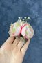 Salmon Peony Flower Chips Scalloped Hair Clip for the Most Beautiful Brides – Crown, Crystal Stone, Stylish Model - 5