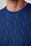 Men's Slim Fit Slim Fit Crew Neck Patterned Navy Blue Knitwear Sweater - 4