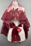 Bridal Accessory Burgundy Sultan Model Bridal Henna Veil Face Cover – Bridal Accessory, Stylish Design – Ge