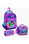 Coral High Kids 3-Piece Purple Pink Cat Patterned Backpack Set