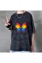 Washable Rainbow Butterfly Unisex Distressed T-shirt