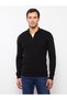 Lcwaikiki Classic Burnt Orange Zippered High Collar Long Sleeve Men's Knitwear Sweater (W3)