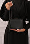 Women's Black Fabric Evening Dress Clutch Portfolio Bag - 2