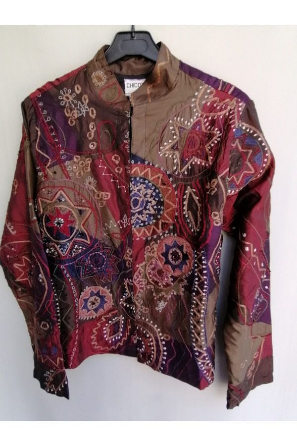Chicos Women s Authentic Silk Multicolor Embroidered Jacket Trendyol